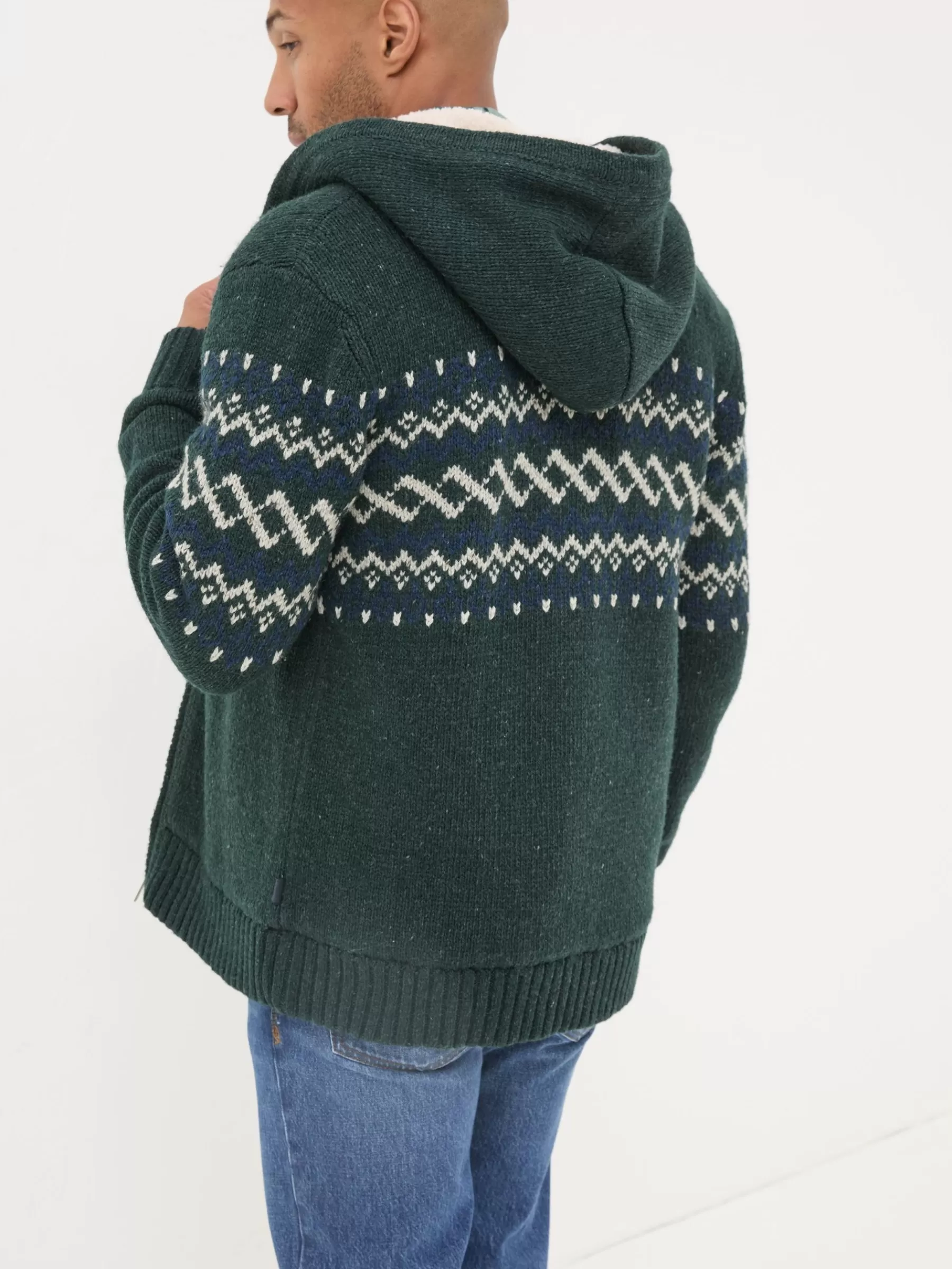 Findon Knitted Pattern Hoodie*FatFace Store