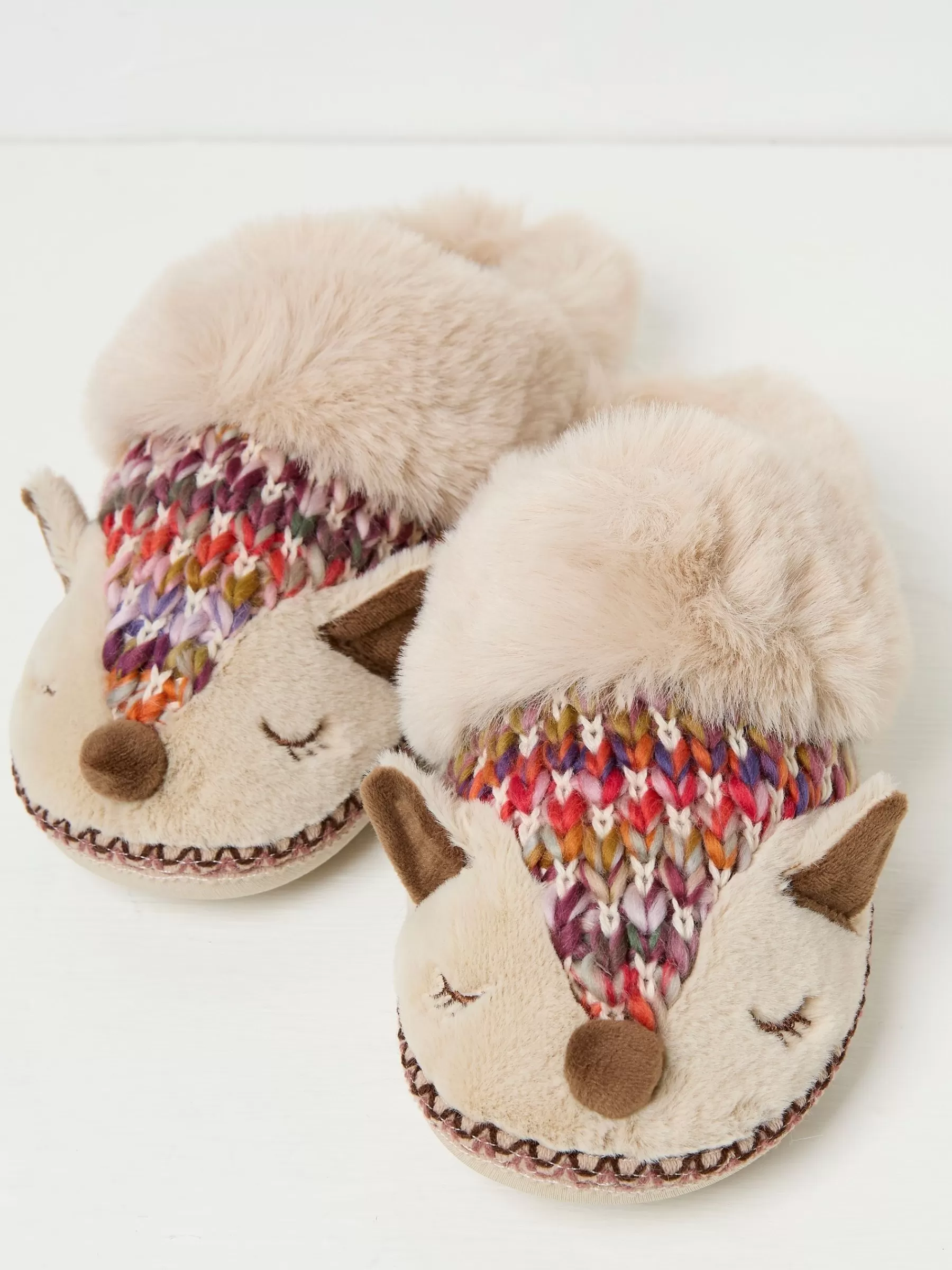 Flora Knitted Fox Fur Slippers*FatFace Hot