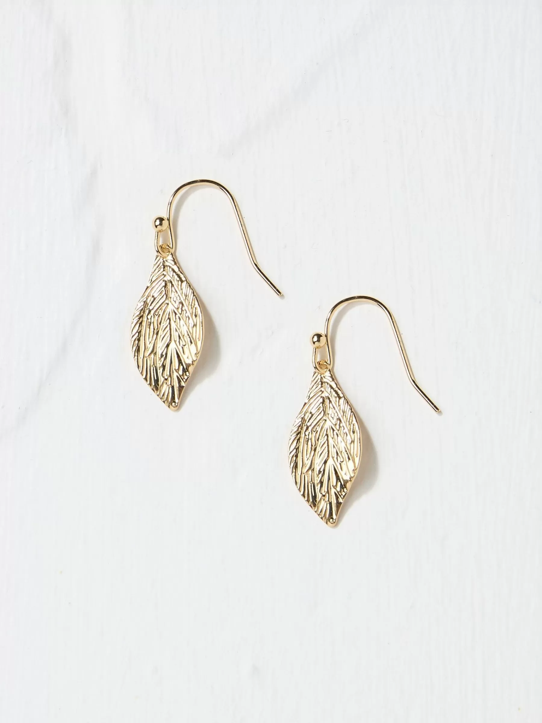 Tone Large Leaf Drop Earrings*FatFace Hot