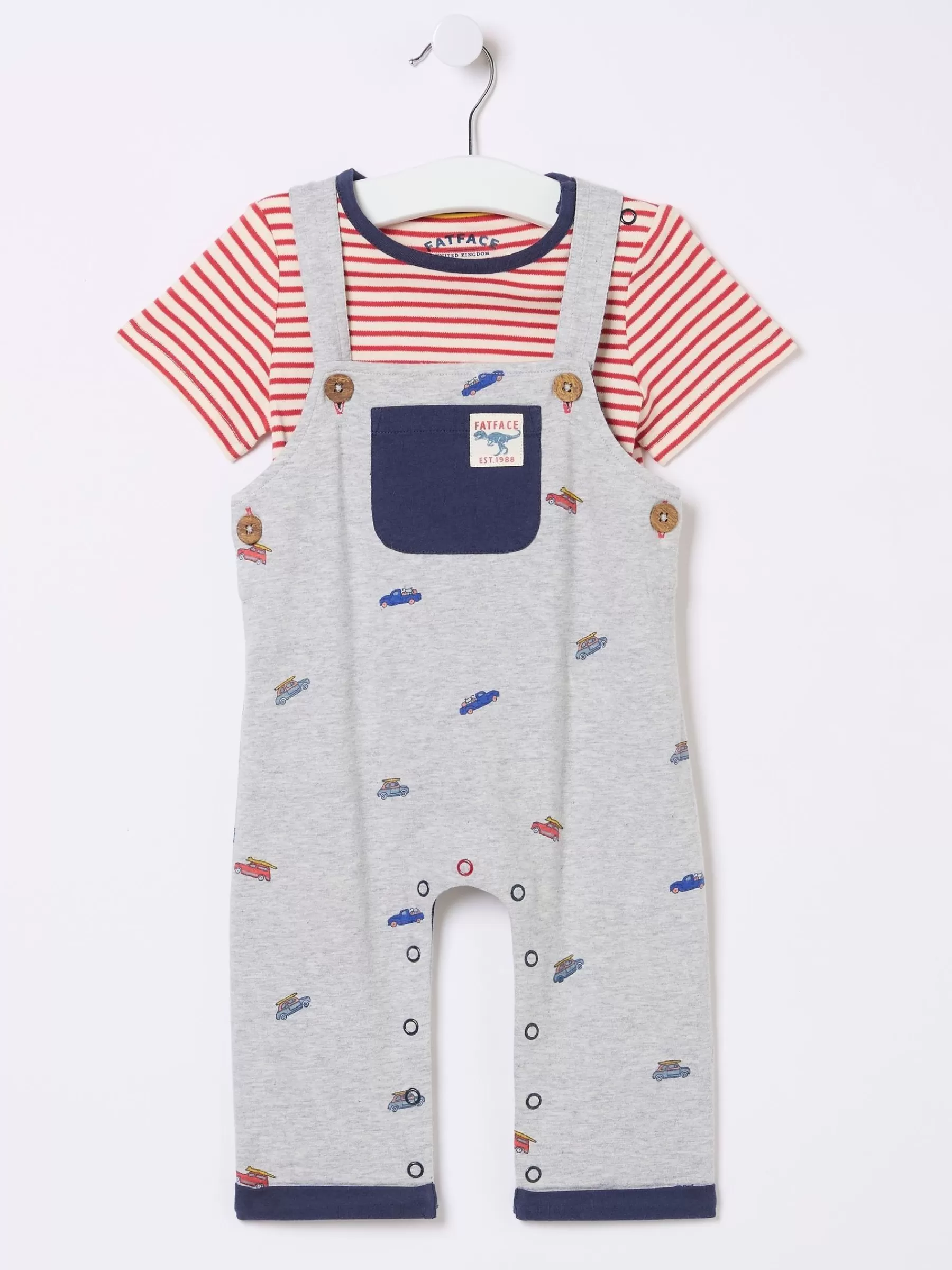 Car Printed Jersey Dungarees Set*FatFace Flash Sale