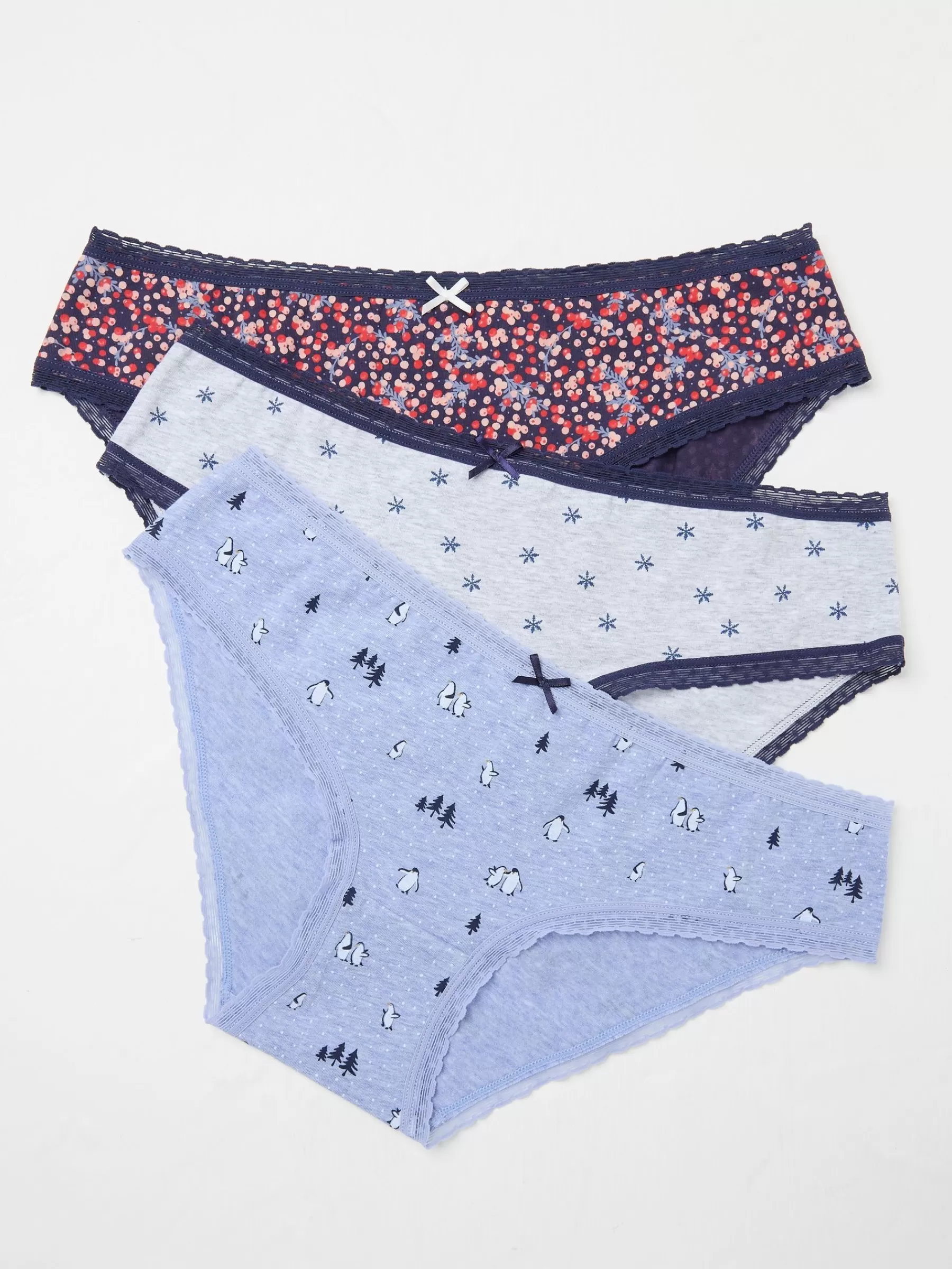 3 Pack Festive Mini Knickers*FatFace Online