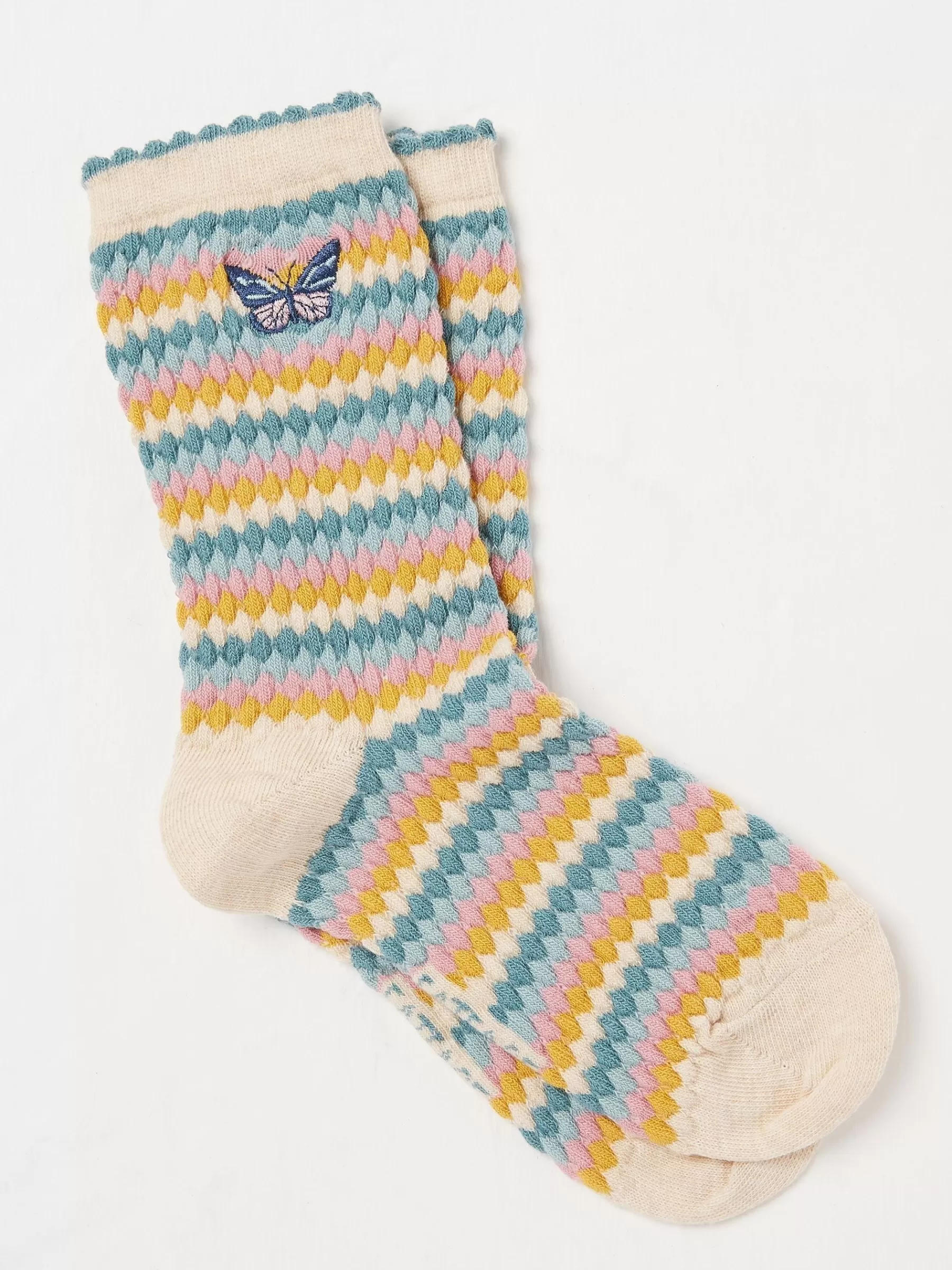 Textured Butterfly Socks 1 Pack*FatFace Outlet