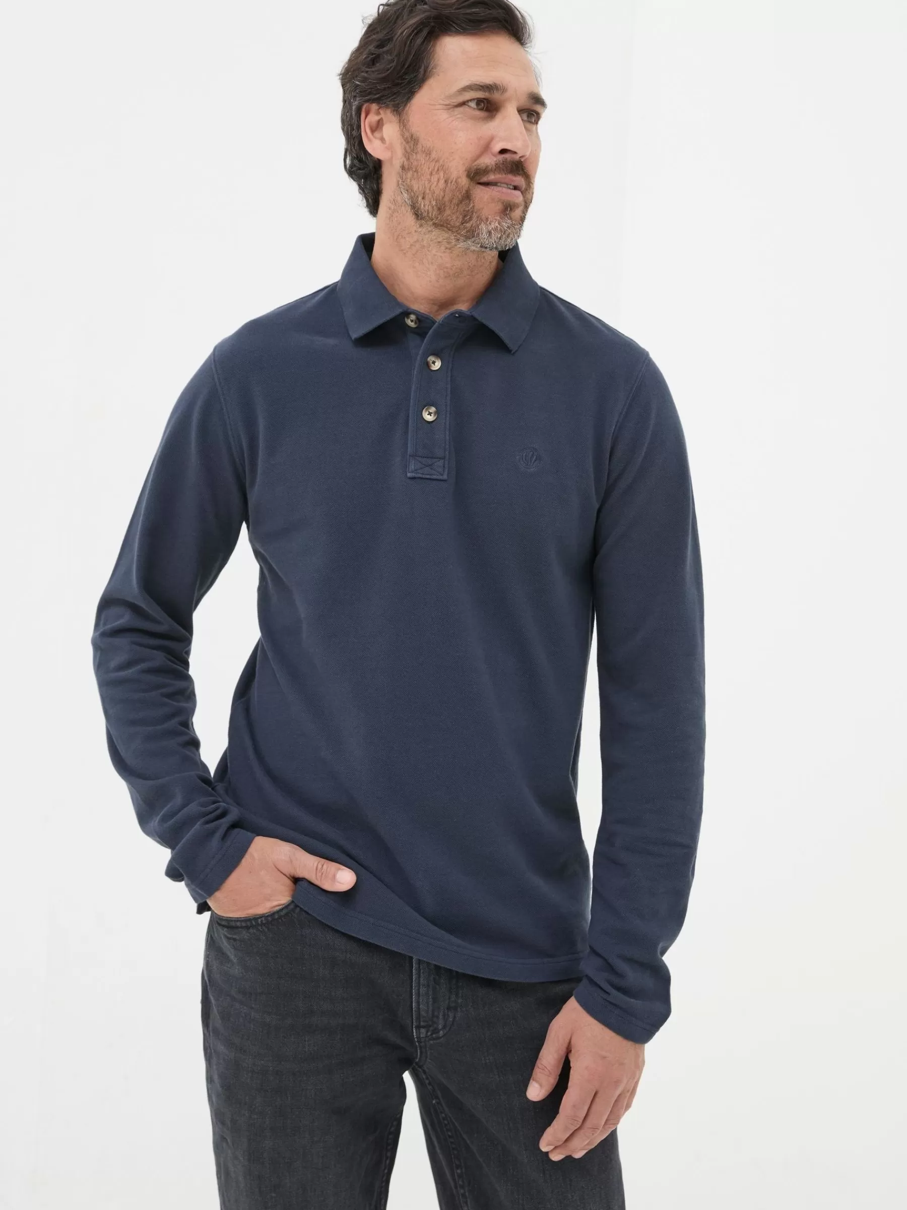 Long Sleeve Organic Pique Polo Shirt*FatFace Hot