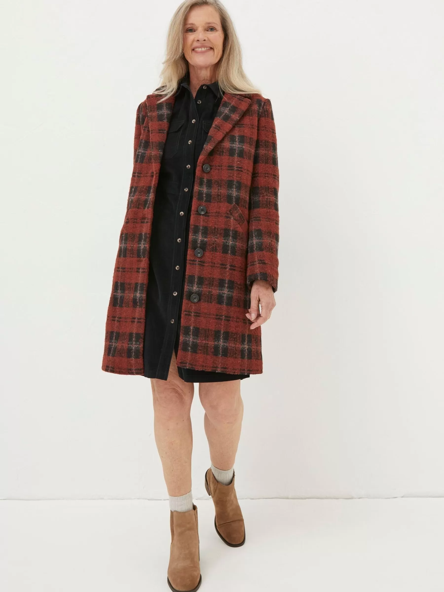 Tanya Wool Blend Check Coat*FatFace Discount